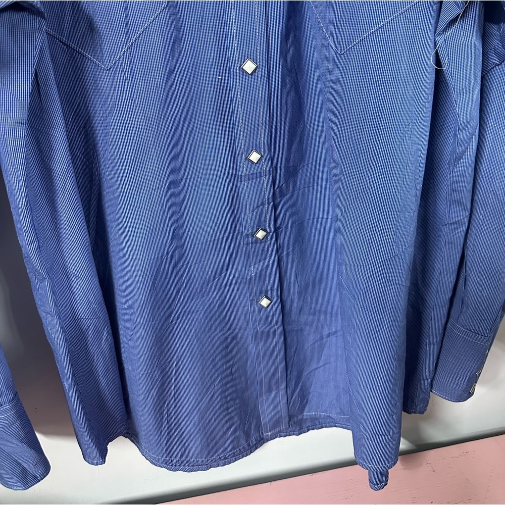 Vintage Rockmount Ranch Wear Shirt Mens XL Blue Western Diamond Snap Long Sleeve - Picture 3 of 7